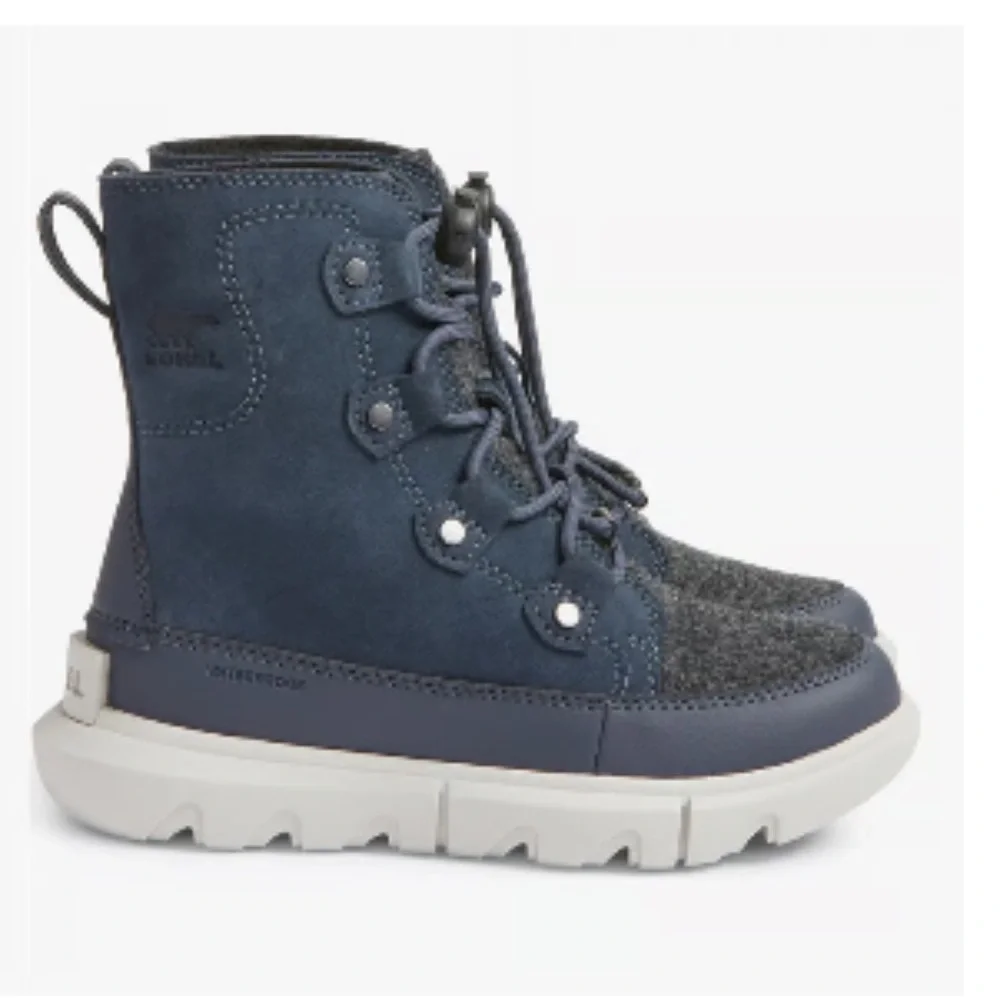 Sorel Kids' Explorer Waterproof Lace-up Boot In India Ink/ Moonstone Size 10 new
